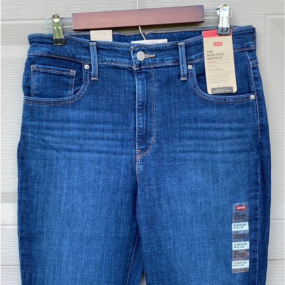 Levi’s 725 High Rise Bootcut Jeans Women’s 14 W32 Dark Wash Stretch NWT - Picture 4 of 9